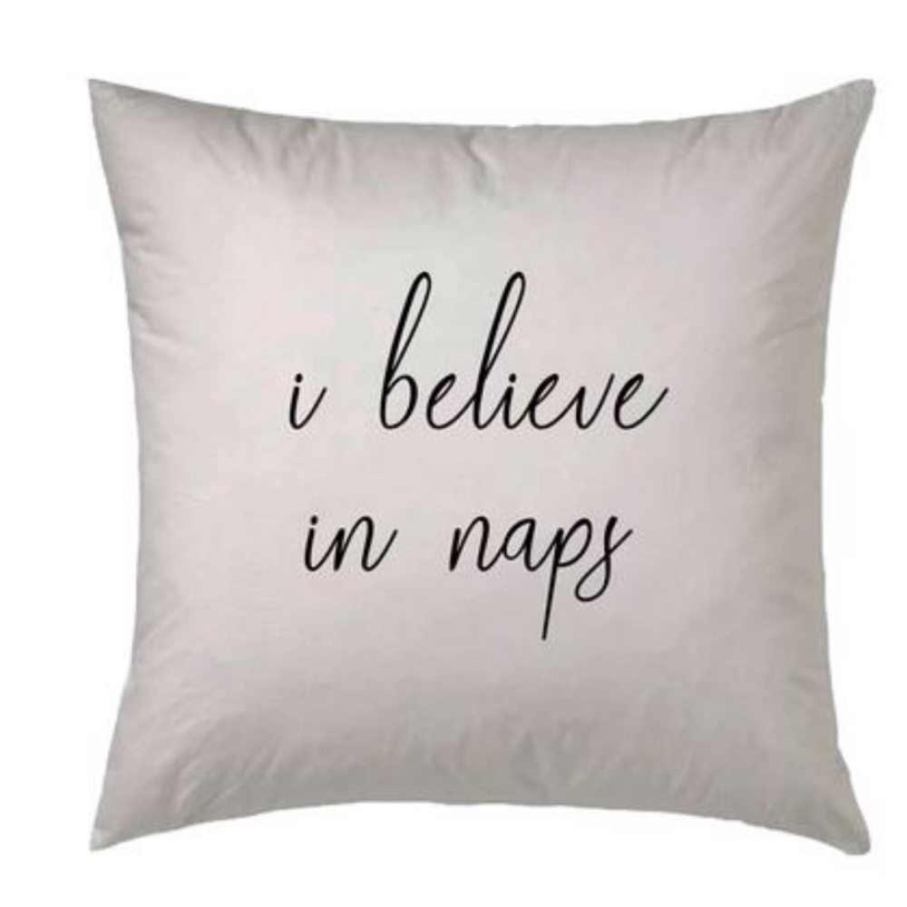 I believe in naps throw pillow